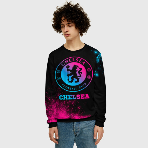 Мужской свитшот 3D Chelsea - neon gradient, цвет черный - фото 3