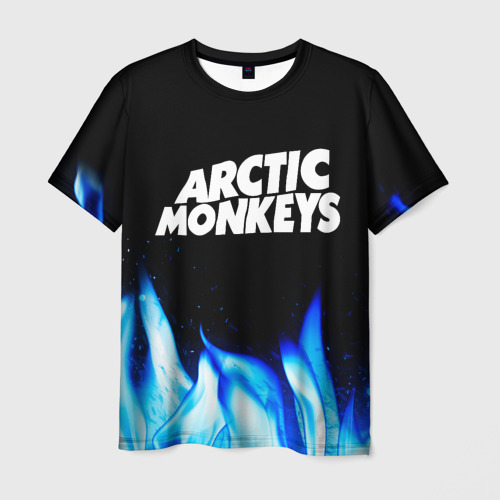 Мужская футболка 3D Arctic Monkeys blue fire, цвет 3D печать