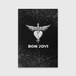 Обложка для паспорта матовая кожа Bon Jovi с потертостями на темном фоне
