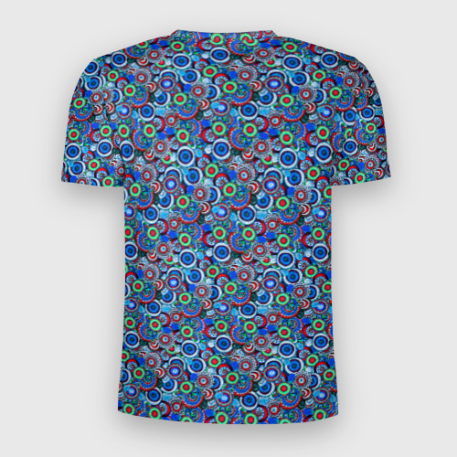 Мужская футболка 3D Slim с принтом Паттерн из цветочных узоров, вид сзади #1