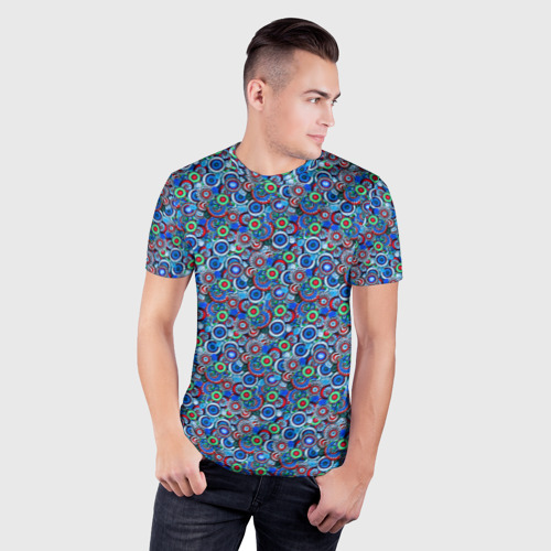 Мужская футболка 3D Slim с принтом Паттерн из цветочных узоров, фото на моделе #1