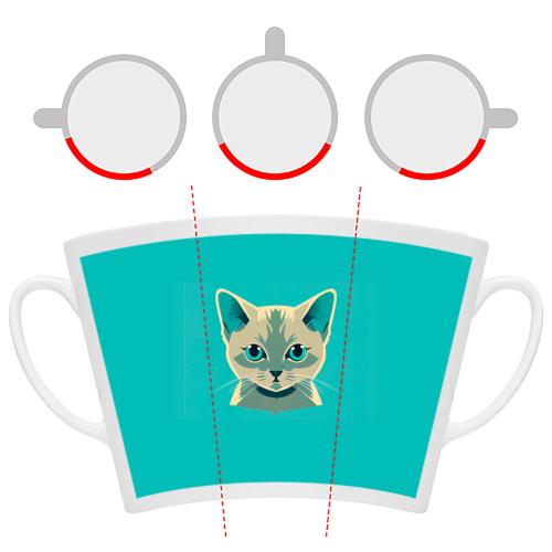 Кружка Латте с принтом Милый котёнок - рисунок, фото #6