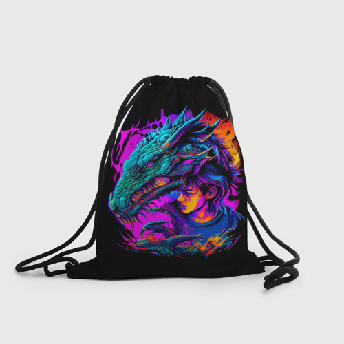 Рюкзак-мешок 3D Дракон и девушка - поп арт