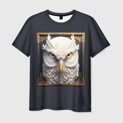 Белая сова - барельеф в раме – Мужская футболка 3D с принтом купить со скидкой в -26%