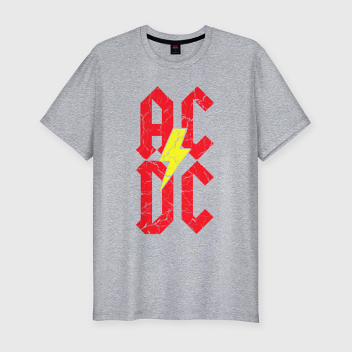 Мужская футболка хлопок Slim с принтом AC DC logo, вид спереди #2