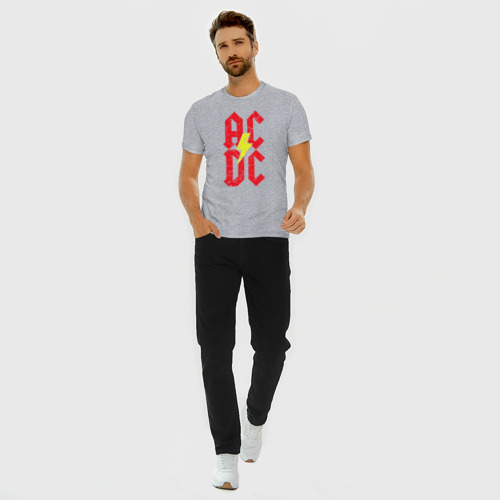 Мужская футболка хлопок Slim с принтом AC DC logo, вид сбоку #3