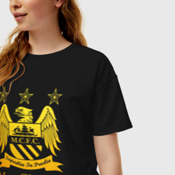 Женская футболка хлопок Oversize Manchester City gold - фото 2