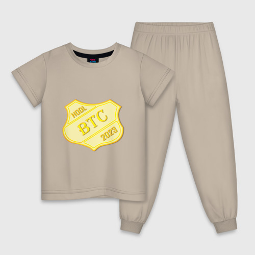 Детская пижама хлопок с принтом Bitcoin 2023, вид спереди #2