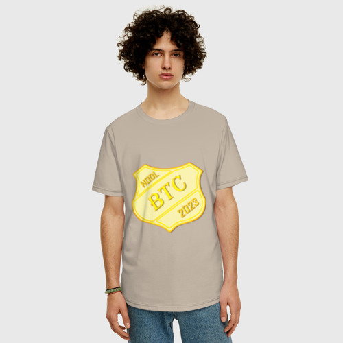 Мужская футболка хлопок Oversize с принтом Bitcoin 2023, фото на моделе #1