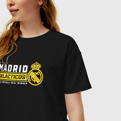 Женская футболка хлопок Oversize с принтом Real Madrid galacticos, фото на моделе #1