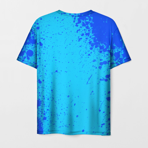 Мужская футболка 3D с принтом Радужные друзья: Синий глитч, вид сзади #1