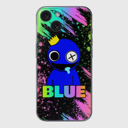 Чехол для iPhone 15 силиконовый с защитой камеры Rainbow Friends - Blue