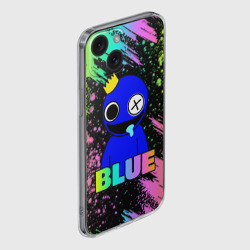 Чехол для iPhone 15 силиконовый с защитой камеры Rainbow Friends - Blue - фото 2