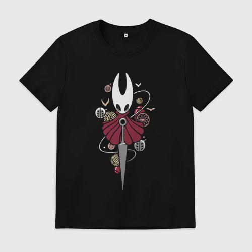 Мужская футболка хлопок с принтом Knight The Hollow Knight Adventure Game, вид спереди #2