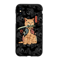 Чехол для iPhone XS Max матовый Кот самурай - Якудза