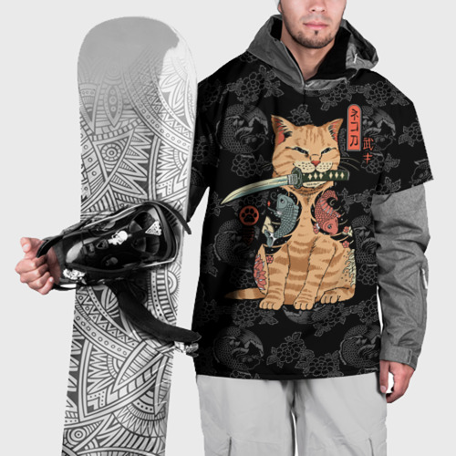 Накидка на куртку 3D Кот самурай - Якудза, цвет 3D печать