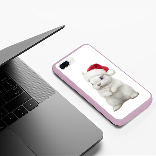 Чехол для iPhone 7Plus/8 Plus матовый Рождественский крольчонок, цвет розовый - фото 5