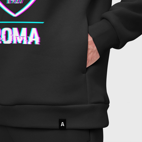 Мужской костюм oversize хлопок с принтом Roma FC в стиле glitch, фото #4