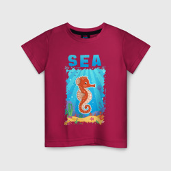 Светящаяся детская футболка Морской конек под водой