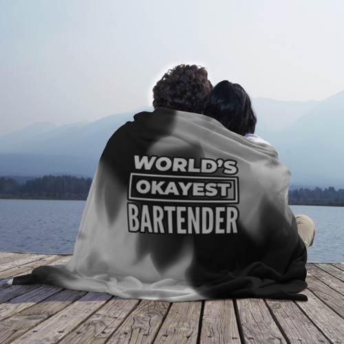 Плед 3D World's okayest bartender - Dark, цвет 3D (велсофт) - фото 3