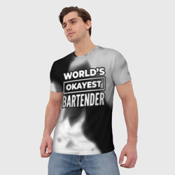 Мужская футболка 3D World's okayest bartender - Dark - фото 2