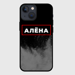 Чехол для iPhone 13 mini Алёна - в красной рамке на темном