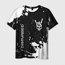 Мужская футболка 3D Disturbed и рок символ на темном фоне
