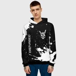Мужская толстовка 3D Disturbed и рок символ на темном фоне - фото 2