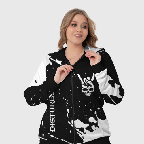 Женский костюм 3D Disturbed и рок символ на темном фоне, цвет черный - фото 7
