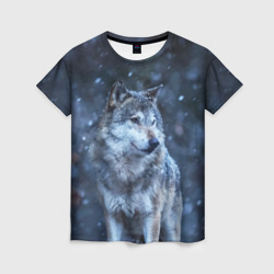 Женская футболка 3D Лесной волк