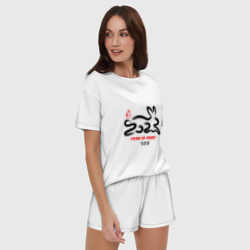 Женская пижама с шортиками хлопок Логотип кролика 2023 - фото 2
