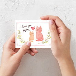 Поздравительная открытка I love mom cats - фото 2