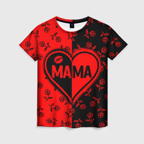 Женская футболка 3D с принтом Мама в сердце, вид спереди #2