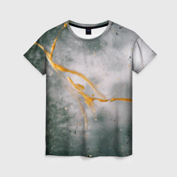 Абстрактный серый туман и золотая краска – Женская футболка 3D с принтом купить со скидкой в -23%