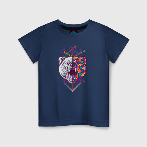 Детская футболка хлопок с принтом Bear геометрия, вид спереди #2