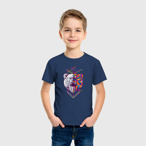 Детская футболка хлопок с принтом Bear геометрия, фото на моделе #1