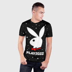 Мужская футболка 3D Slim Кролик плей 2023 - фото 2