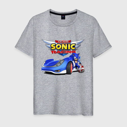 Мужская футболка хлопок Team Sonic racing - Hedgehog, цвет меланж