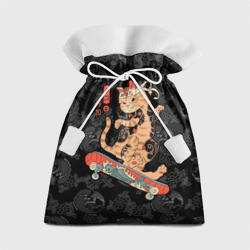 Подарочный 3D мешок Кот самурай на скейтборде
