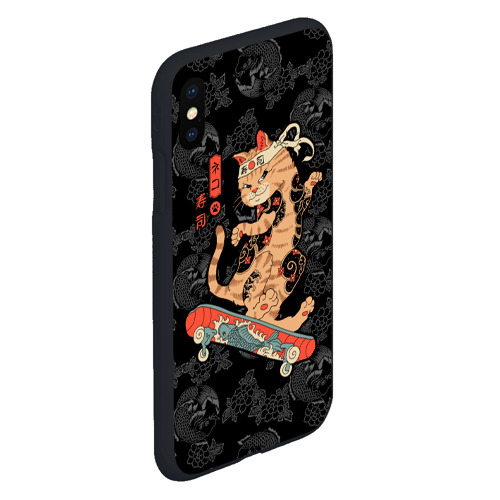 Чехол для iPhone XS Max матовый Кот самурай на скейтборде - фото 3