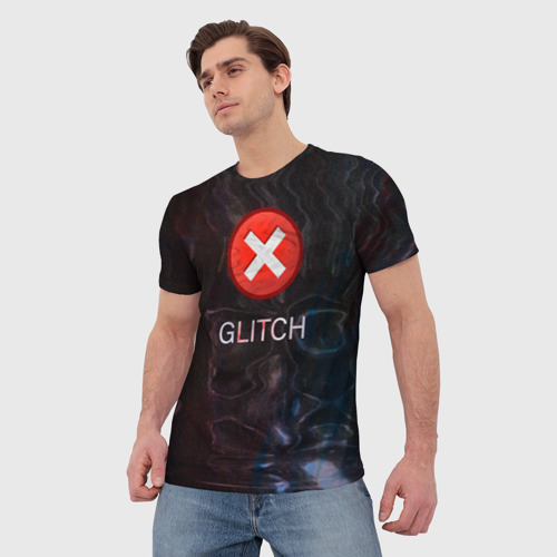 Мужская футболка 3D Glitch - визуальная ошибка, цвет 3D печать - фото 3