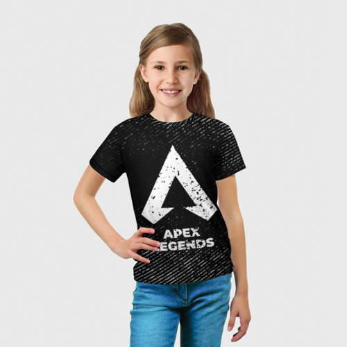 Детская футболка 3D Apex Legends с потертостями на темном фоне, цвет 3D печать - фото 5