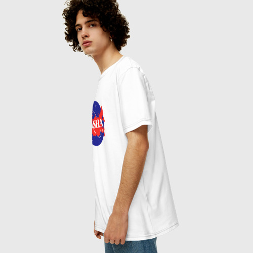 Мужская футболка хлопок Oversize с принтом NASHA - наша Земля, вид сбоку #3