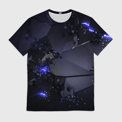Мужская футболка 3D Неоновые плиты, взрыв
