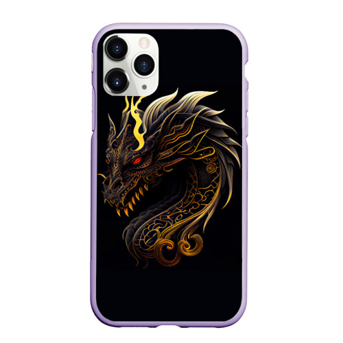 Чехол для iPhone 11 Pro матовый с принтом Китайский дракон - ирезуми, вид спереди #2