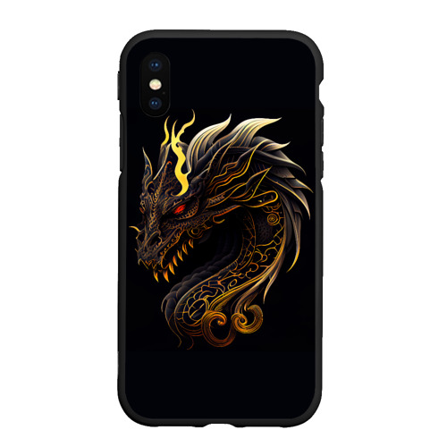 Чехол для iPhone XS Max матовый с принтом Китайский дракон - ирезуми, вид спереди #2
