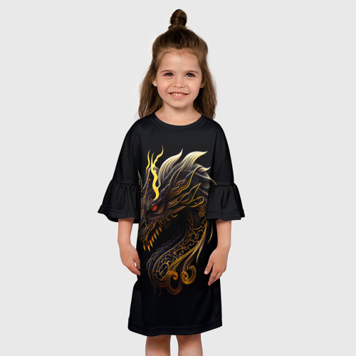 Детское платье 3D Китайский дракон - ирезуми, цвет 3D печать - фото 4