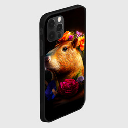 Чехол для iPhone 12 Pro Капибара с цветами - фото 2