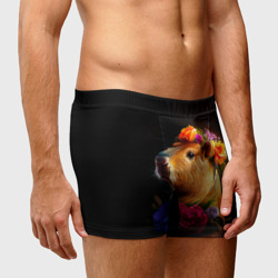 Мужские трусы 3D Капибара с цветами - фото 2