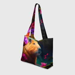 Пляжная сумка 3D Капибара в цветах - фото 2